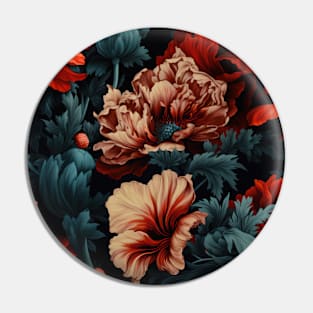 Dutch Nocturne: Luminous Floral Pastoral on Black Canvas Pin