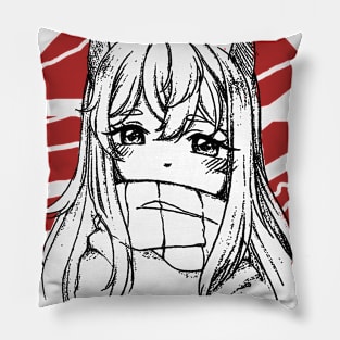 Fox girl art draw fan Pillow