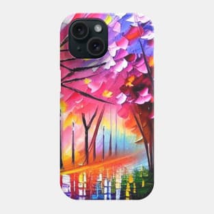 Spring rain through the cherry trees Phone Case