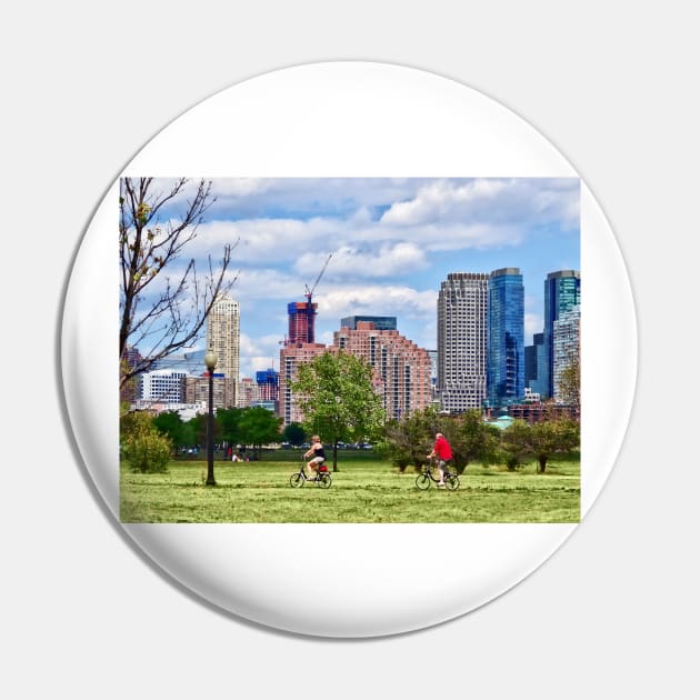 Jersey City NJ - Couple Cycling in Liberty State Park Pin by SusanSavad