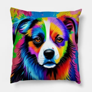 Cool Neon Puppy Print Pillow