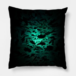 Ocean Fish Swimming in The Deep Blue Pillow