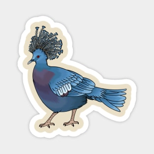 Victoria crowned pigeon bird cartoon illustration Magnet