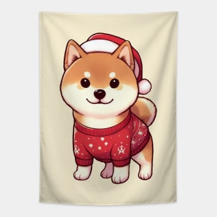 Cute Christmas Shiba Tapestry