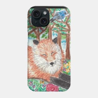 Fox in the  forest art painting Phone Case