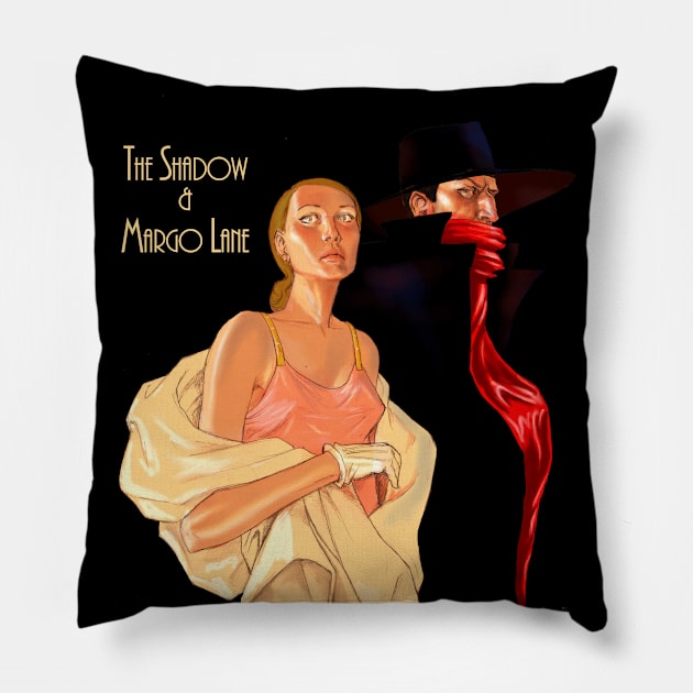 The Shadow and Margo Lane Pillow by thecountingtree