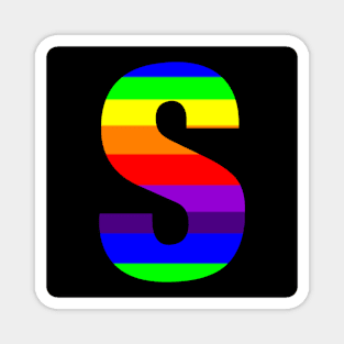 The Letter S in Rainbow Stripes Magnet