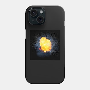 Realistic fiery explosion, orange color with sparks and smoke Phone Case