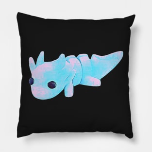 Light blue axolotl with a touch of pink Pillow