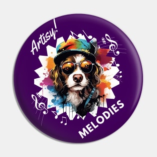 Artistic Dog with Beret: "Artsy Melodies" Pin