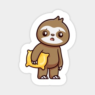 Cute Sleepy Sloth Holding Pillow Magnet