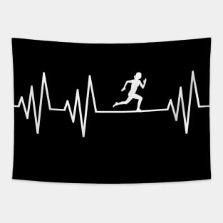 Running Heartbeat Gift Running lovers Tapestry