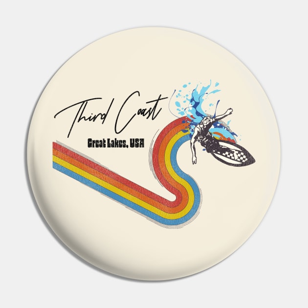 Retro 70s/80s Style Rainbow Surfing Wave Third Coast, USA Pin by darklordpug