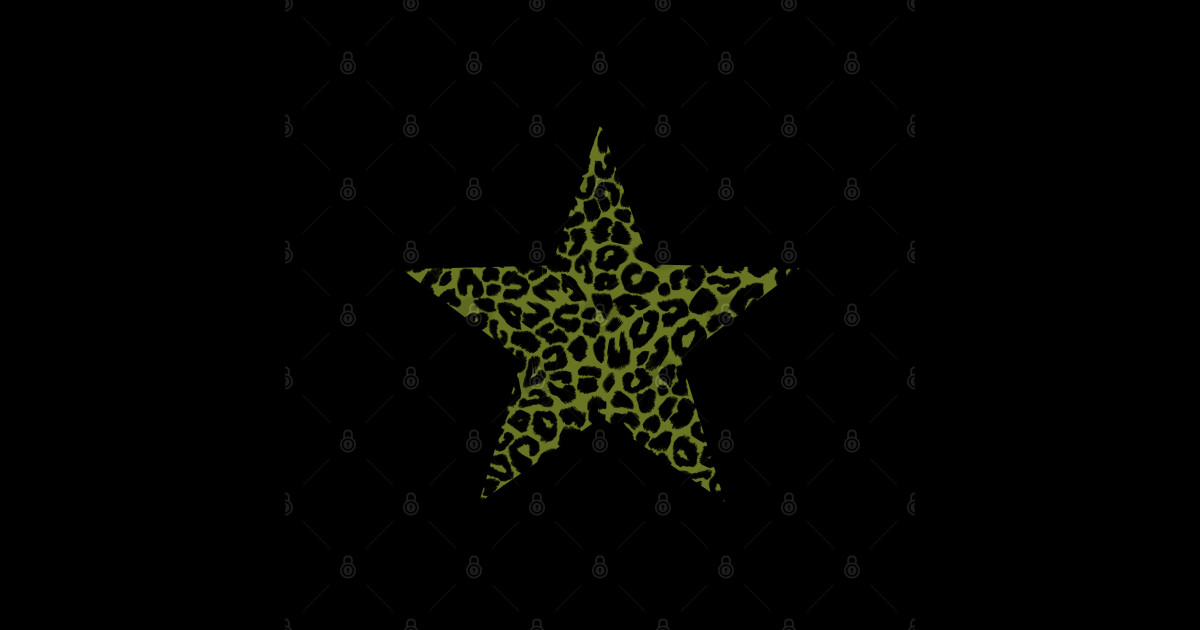 Leopard print star pattern in green and black leopard sticker
