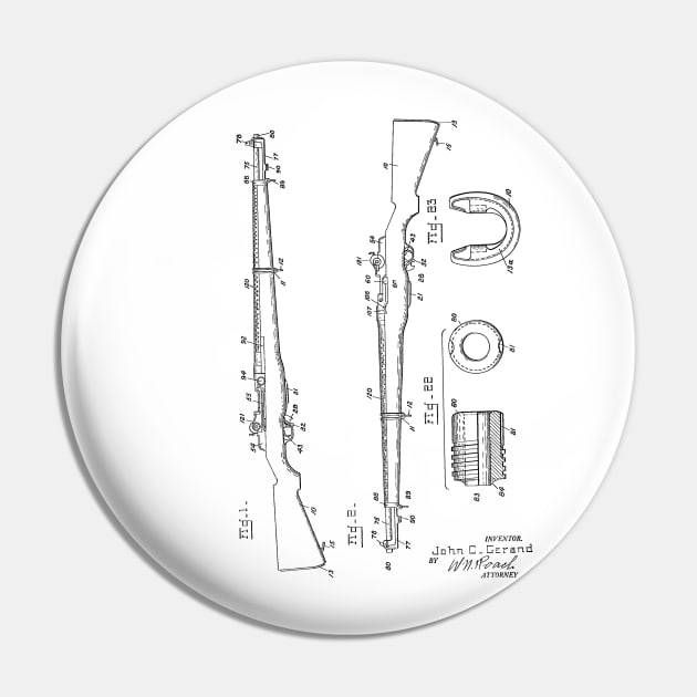 Semi-Automatic Rifle Vintage Patent Hand Drawing Pin by TheYoungDesigns