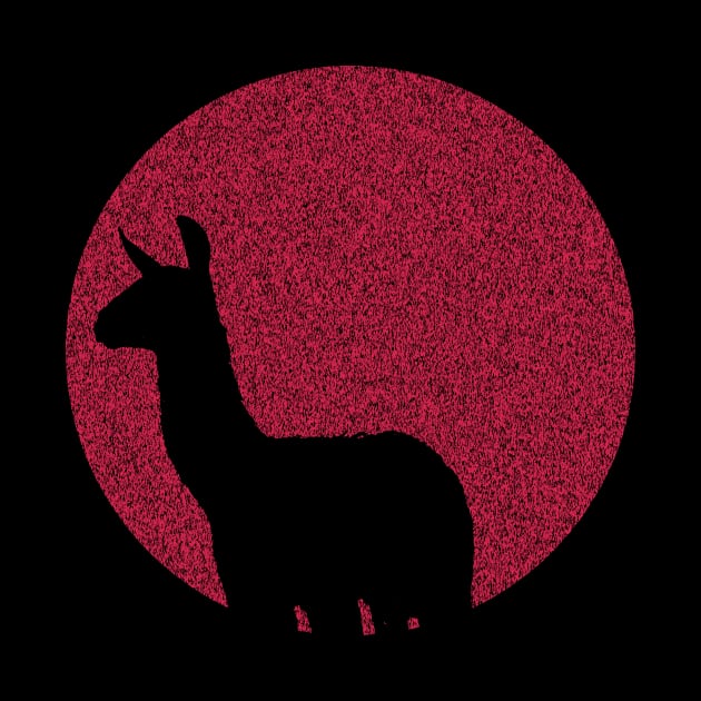 Distressed Minimalistic Red Sun Llama Silhouette by pelagio