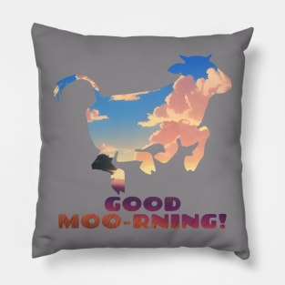 Good Moo-rning! Sunrise Leaping Calf Pillow