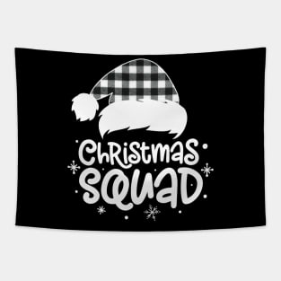 Christmas Squad Buffalo Plaid Santa Hat Family Matching Pajama Tapestry