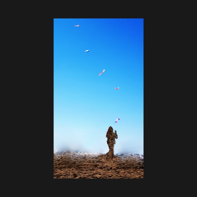 Beach Girl Kites Ombre Sky by 1Redbublppasswo