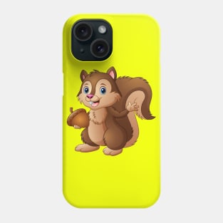 Cartoon squirrel holding an acorn Phone Case