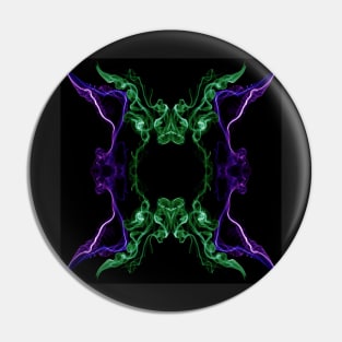 Green and violet abstract twisted smoke isolated on black background, formed in circles Pin