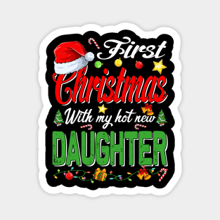 First Christmas With My Hot New Daughter Santa Hat Pajama Xmas Magnet