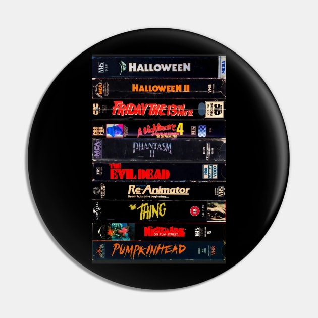 Retro Horror Movies VHS Stacks Pin by HipHopTees