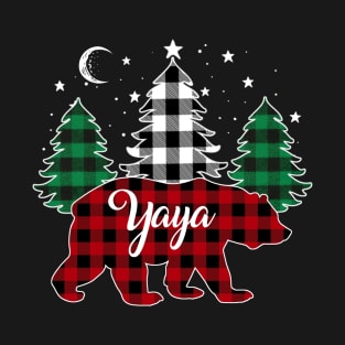 Yaya Bear Buffalo Red Plaid Matching Family Christmas T-Shirt