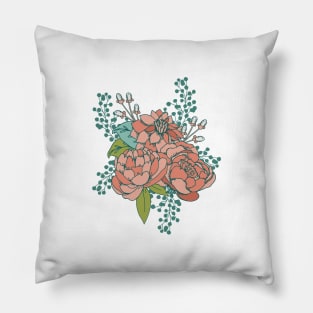 Moody Florals - Teal Pillow