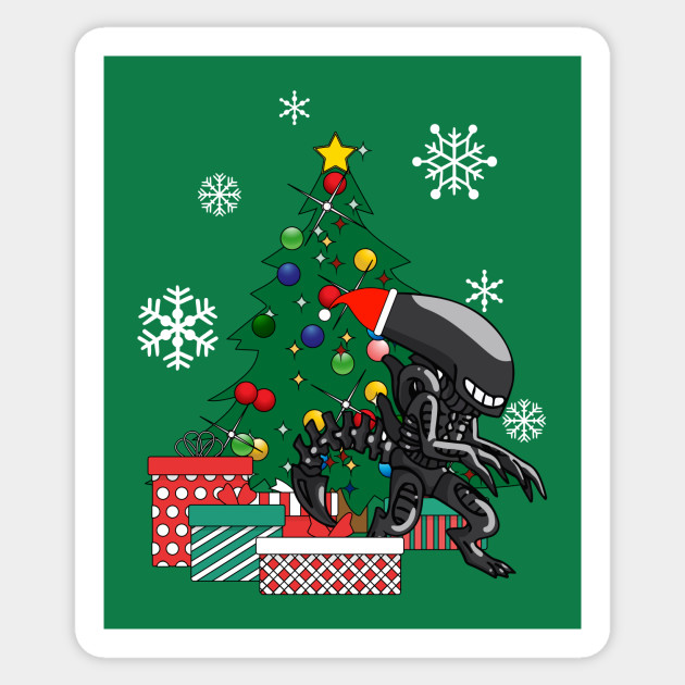 Alien Xenomorph Around The Christmas Tree Xenomorph Sticker Teepublic