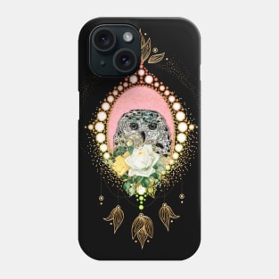 Elegant owl head with flowers Phone Case