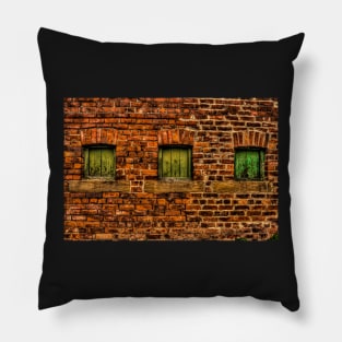 Three Green Windows Pillow