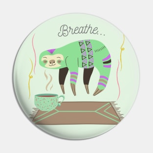 Transcendent Sloth with Coffee - Breathe Pin