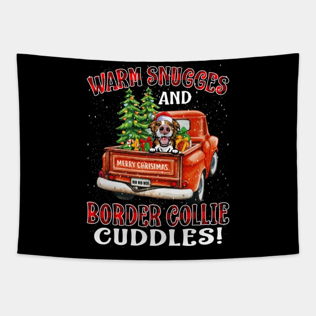 Warm Snuggles And Border Collie Cuddles Ugly Christmas Sweater Tapestry by intelus