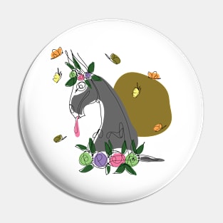 Gray Beautiful Goat I Cool Animals Nature Pin