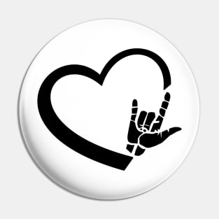 ASL Deaf Pride Interpreter Sign Language ILY Heart Love CODA T-Shirt Pin