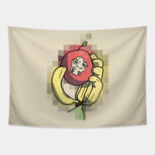 Banana fingers holding a sour worm infested apple Tapestry