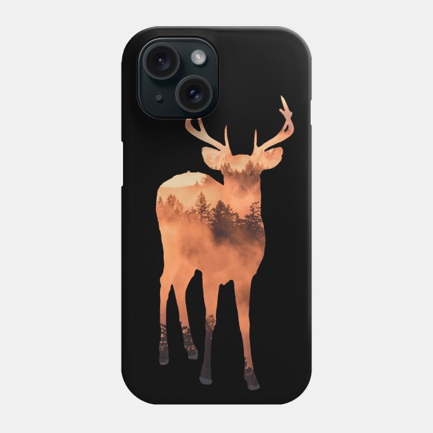 Deer Silhouette with Foggy Forest Phone Case by mikels