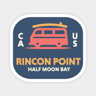 Retro Surfing Emblem Rincon Point Half Moon Bay California // Vintage Surfing Badge Magnet