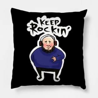 cute fat funny man listen to music Pillow