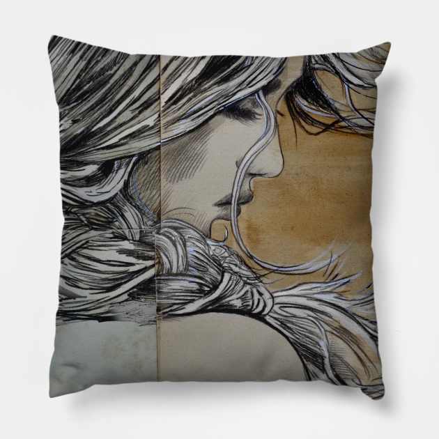 The breeze has waves Pillow by Loui Jover 