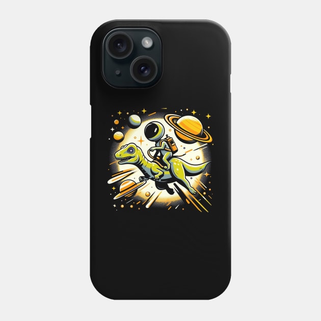 T Rex in Outer Space Kid Alien Riding T Rex Dinosaur Phone Case by cyryley