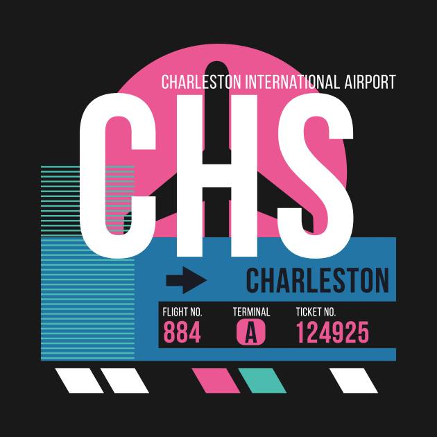 Charleston (CHS) Airport // Sunset Baggage Tag by Now Boarding