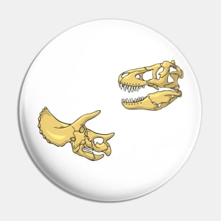 T-rex and Triceratops skulls Illustration Pin