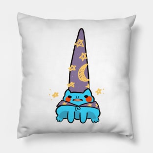 Wizard frog blue Pillow