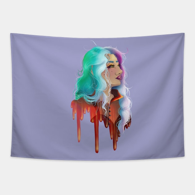 Drippy Dreamy Portrait Tapestry by Labrattish