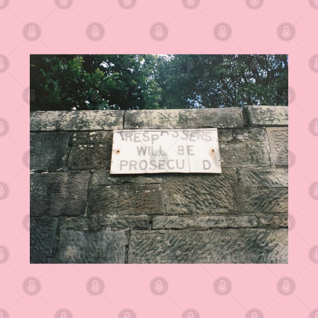Vintage Vinyl Sign Film Photography - 'Trespassers Will be Prosecuted' by HFGJewels