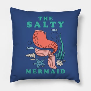 the salty mermaid vintage Pillow