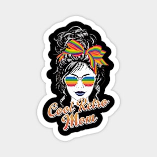 Cool Retro Mom Hair Bun Colorful Design Magnet