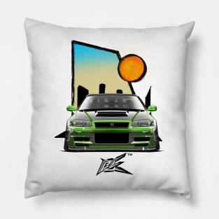 nissan skyline gtr r34 pearl green Pillow